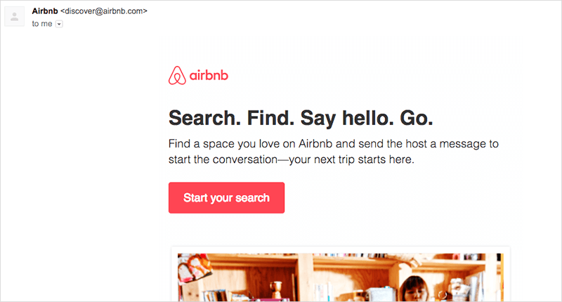 airbnb email example for first site search