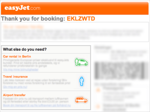 easyjet personalized cross sell email email example
