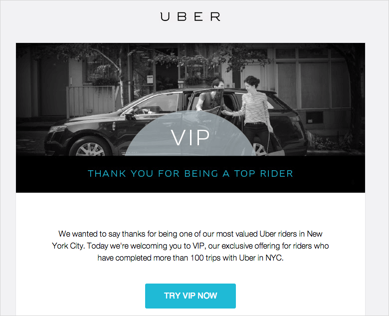 uber email example for loyal customer