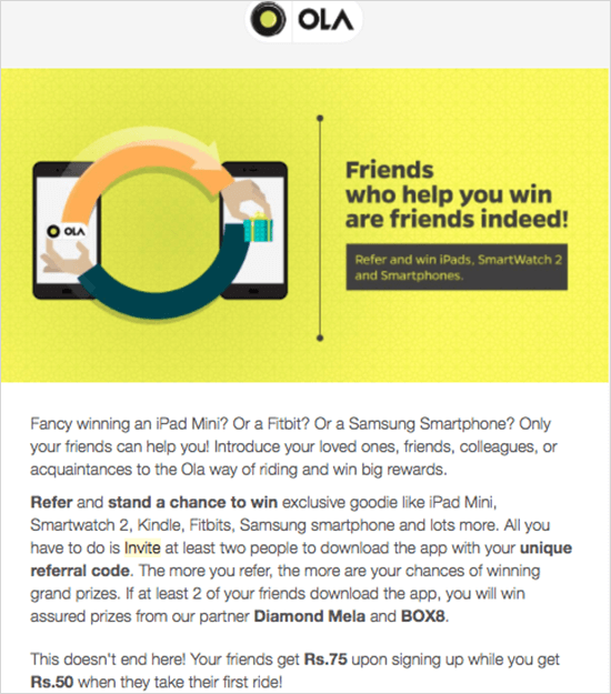 ola referral program email