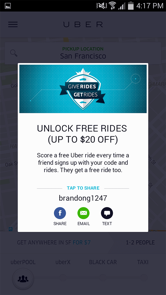 uber give ride get ride in-app notification