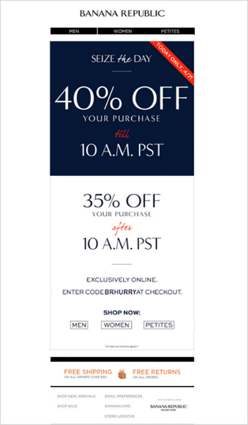 banana republic email of limited time offer
